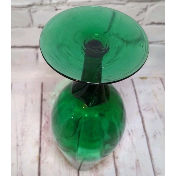 Vintage Empoli Emerald Green Spiral Optic‎ Glass Vase 12" - Picture 5 of 7